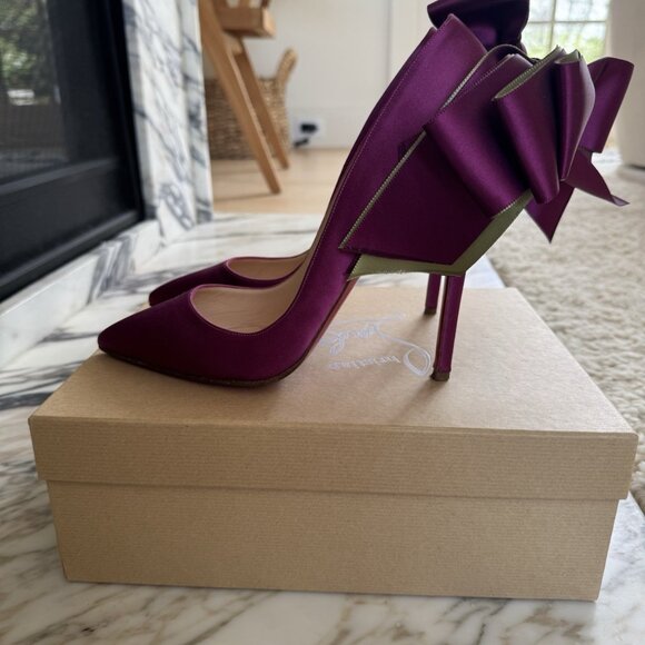 Christian Louboutin Fuschia Satin Anemone Stiletto Heels - Picture 3 of 15